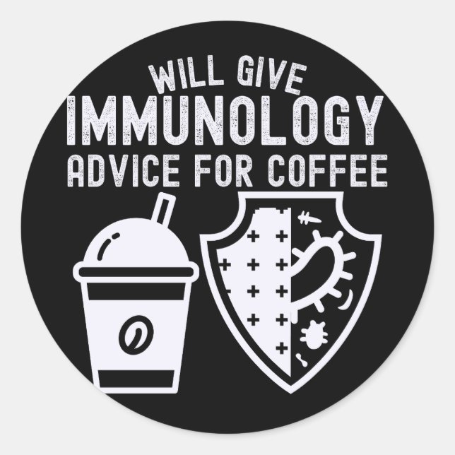 Adesivo Redondo Dar conselhos de imunologia para café (Frente)