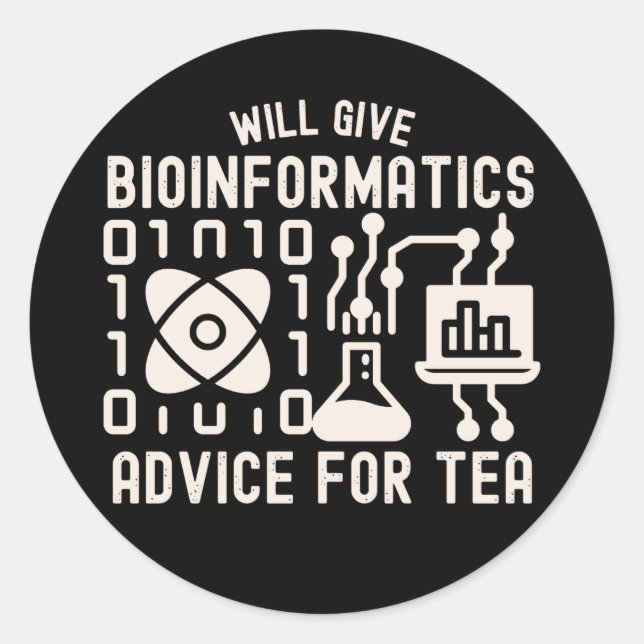 Adesivo Redondo Dará Aconselhamento em Bioinformática para Chá (Frente)