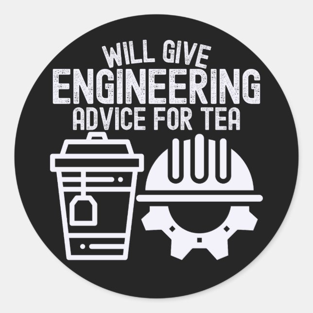 Adesivo Redondo Dará Conselhos de Engenharia para o Chá (Frente)