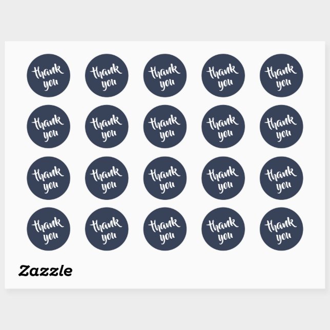 Adesivo Redondo Dark Midnight Blue Thank You Classic Round Sticker (Folha)