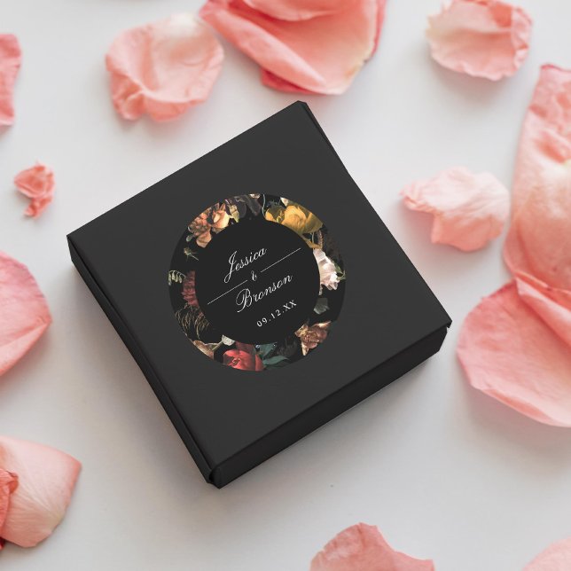 Adesivo Redondo Dark Moody Floral Dutch Painterly Wedding (Criador carregado)