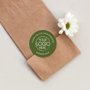 Adesivo Redondo Dark Olive Green Business Obrigado