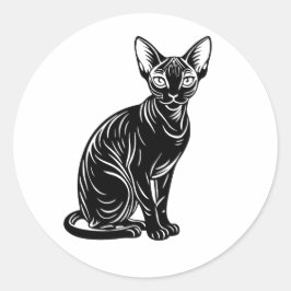 Adesivo Redondo Dark Sphynx Cat – Mysterious Minimal Art
