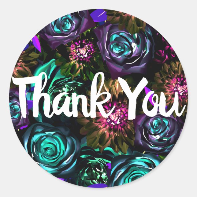 Adesivo Redondo Dark Wonderland Bold Glamor Floral Party (Frente)