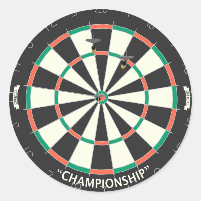 Adesivo Redondo Dartboard & Darts: Modelo 3D: (Frente)