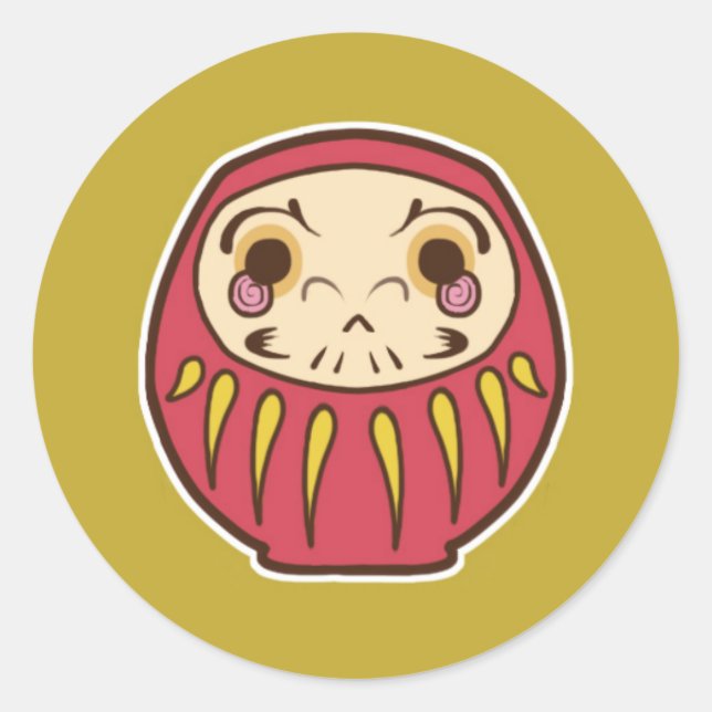 Adesivo Redondo Daruma Doll Sticker (Frente)