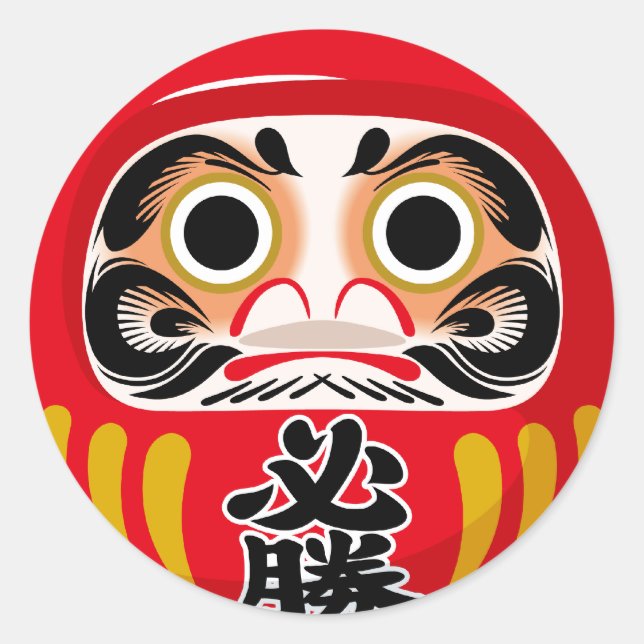 Adesivo Redondo Daruma doll (tradicional charme japonês de sorte) (Frente)