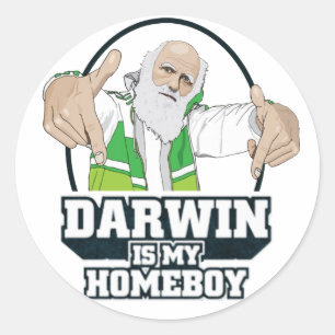 Adesivo Redondo Darwin é meu ficar em casa (a cor completa)