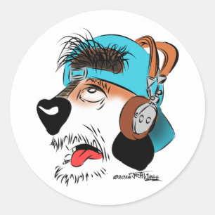 Adesivo Redondo Dash! O Vinheta De Pressão Virada Para Cão