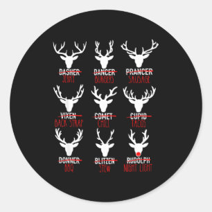 Adesivo Redondo Dasher Dancer Prancer & Bourbon Natal Feriado