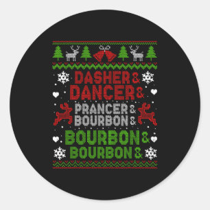 Adesivo Redondo Dasher Dancer Prancer Bourbon Feio Natal Santa