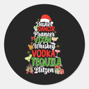 Adesivo Redondo Dasher Dancer Prancer Vixen Moscato Vodka Tequila 