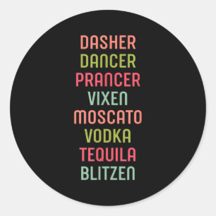 Adesivo Redondo Dasher Dancer Prancer Vixen Moscato Vodka Tequila