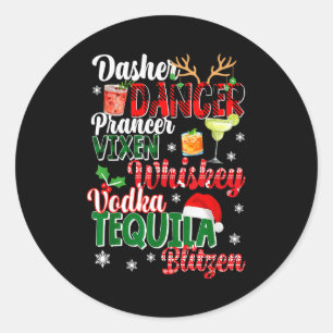 Adesivo Redondo Dasher Dancer Prancer Vixen Moscato Vodka Tequila