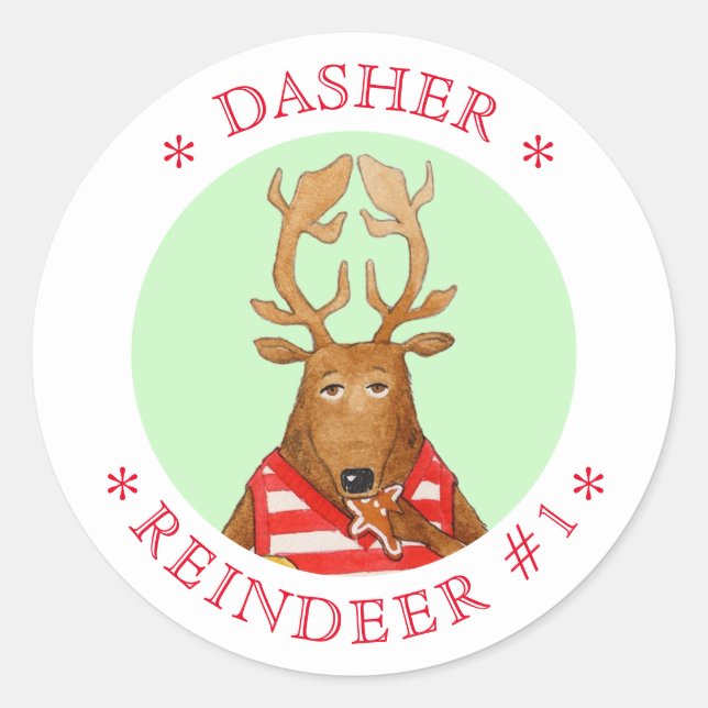 Adesivo Redondo DASHER REINDEEER Grandes Autocolantes redondos (Frente)
