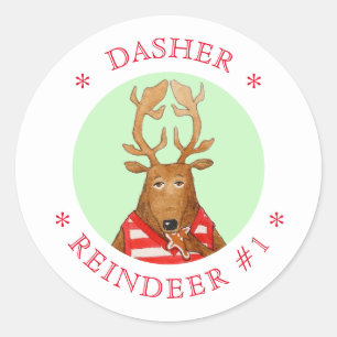 Adesivo Redondo DASHER REINDEER Pequenos Autocolantes