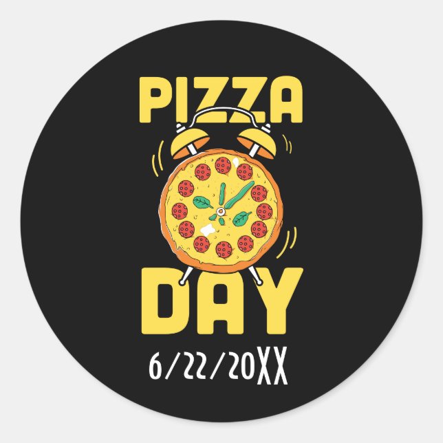 Adesivo Redondo Data de adição da peça de pizza em branco (Frente)