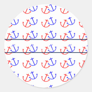 Adesivo Redondo Data de Casamento da Âncora Náutica marinho Azul e