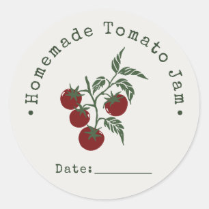 Adesivo Redondo Data de Selagem de Geleia de Tomate Caseira Carmes