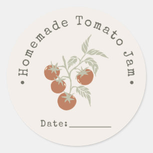 Adesivo Redondo Data de Selagem de Geleia de Tomate Caseira Poeira