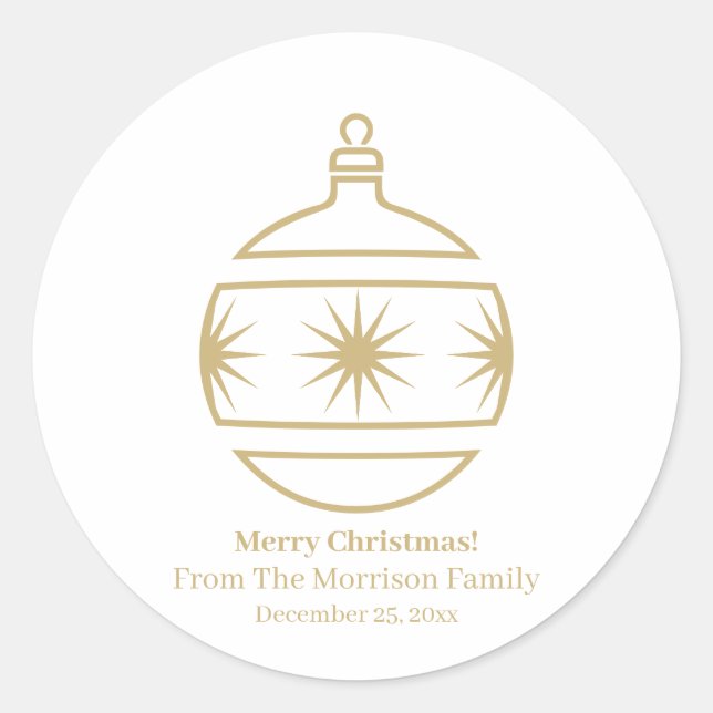 Adesivo Redondo Data do nome personalizado de ouro branco de bola  (Frente)