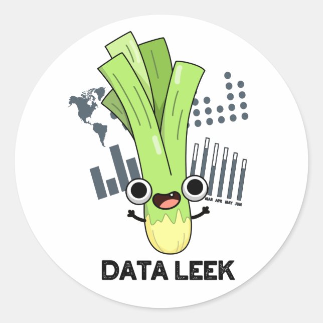 Adesivo Redondo Data Leek Funny Computer Veggie Pun (Frente)