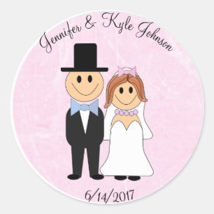 Adesivo Redondo Data Wedding personalizada rosa Wedding do casal