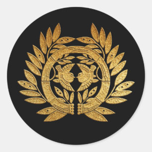 Adesivo Redondo Date Kamon Takeni Suzume em Dourado