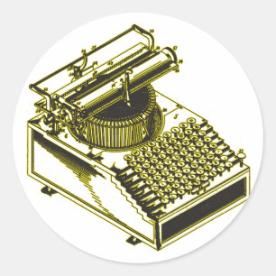 Adesivo Redondo Datilografe a ilustração da patente da máquina 