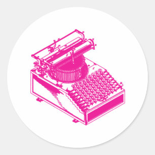 Adesivo Redondo Datilografe a máquina da escrita - máquina de