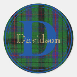 Adesivo Redondo Davidson Tartan Blue Monographic Name