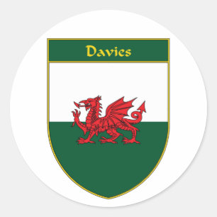 Adesivo Redondo Davies Welsh Flag Shield