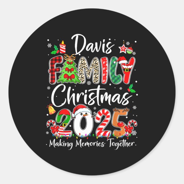 Adesivo Redondo Davis Family Christmas 2025 Matching Pjs Xmas Squa (Frente)