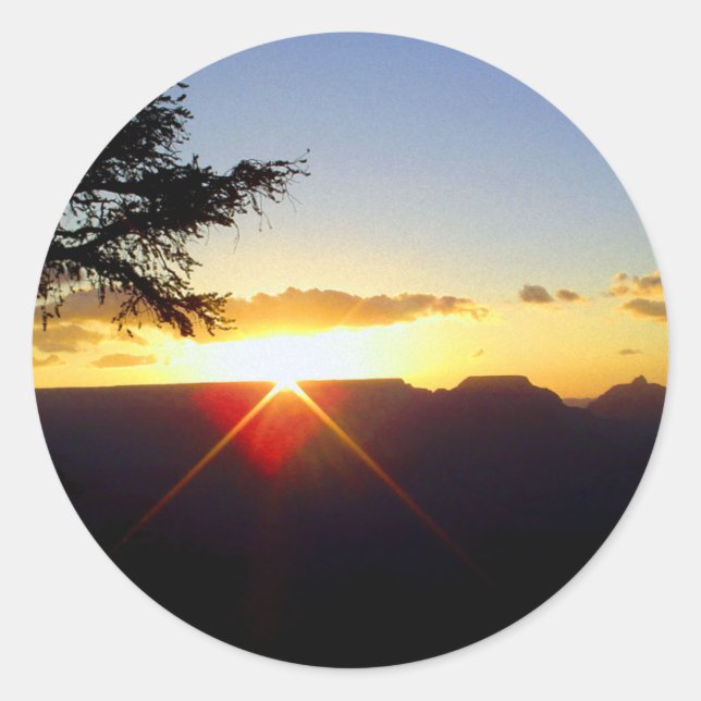 Adesivo Redondo Dawn no Grand Canyon (Frente)