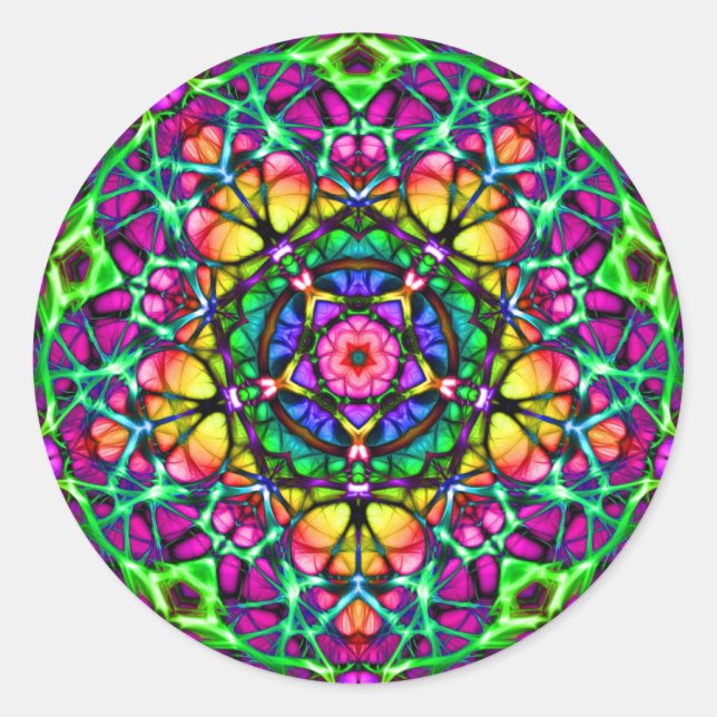 Adesivo Redondo Daybreak Delight Kaleidoscope Mandala (Frente)