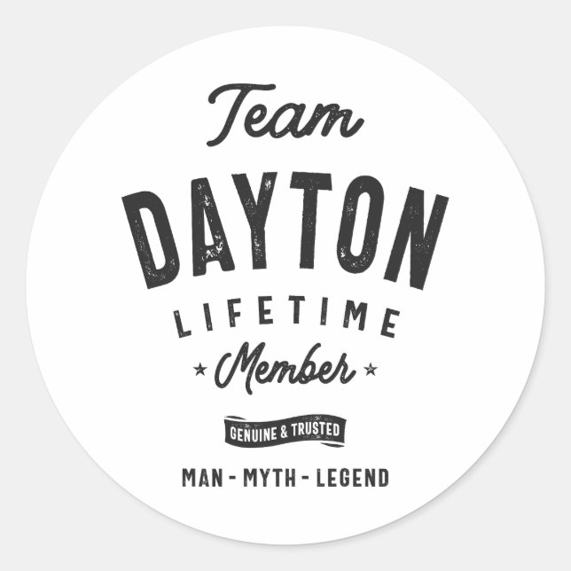 Adesivo Redondo Dayton Membro de Lifetime Nome Personalizado Dayto (Frente)