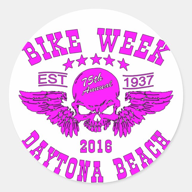 Adesivo Redondo Daytona Beach Bike Week 2016 (Frente)