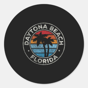 Adesivo Redondo Daytona Beach Florida Fl Vintage Graphic Retro 70s