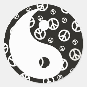 Adesivo Redondo Dê à Paz um Yin e Yang Sticker de Chance 1