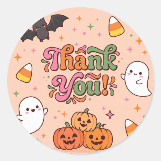 Adesivo Redondo de Agradecimento de Halloween Fofo