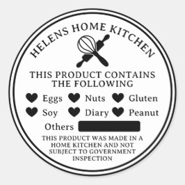 Adesivo Redondo de Alerta de Alergia de Comida Bra