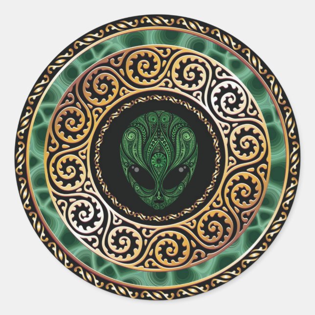 Adesivo redondo de Alienígena verde (Frente)