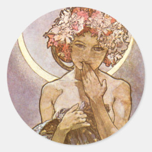 Adesivo Redondo ~ de Alphones Mucha a lua 1902