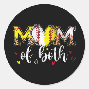 Adesivo Redondo De ambas as mães leopardo de beisebol Softball