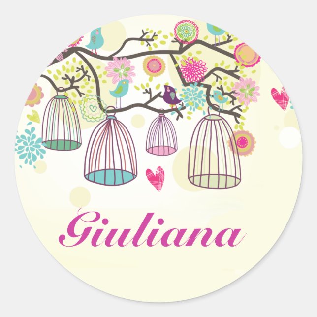 Adesivo redondo de amigos com penas (Frente)