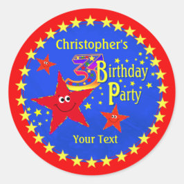 Adesivo redondo de aniversário de 3 anos da Estrel