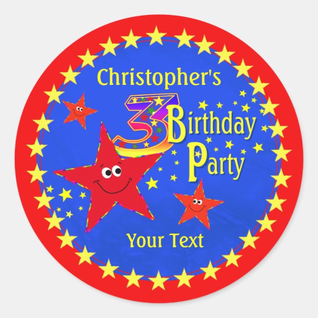 Adesivo redondo de aniversário de 3 anos da Estrel (Frente)
