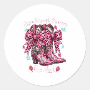 Adesivo Redondo Dê ao Câncer de Mama a Bota Nk Cowgirl Western Tee