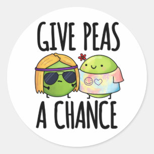 Adesivo Redondo Dê Às Ervilhas Uma Chance Engraçada, Hippie Peas P