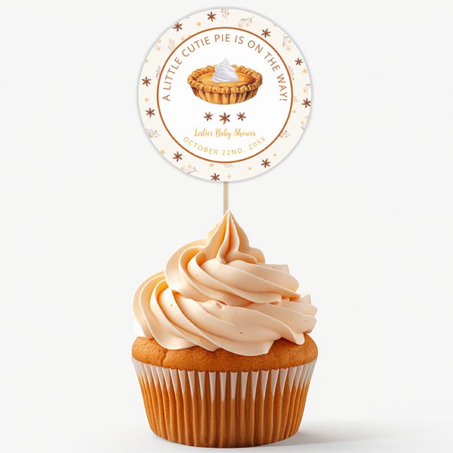 Adesivo Redondo de Baby Shower Cutie Pie (Autumn Baby Shower Favor Stickers)